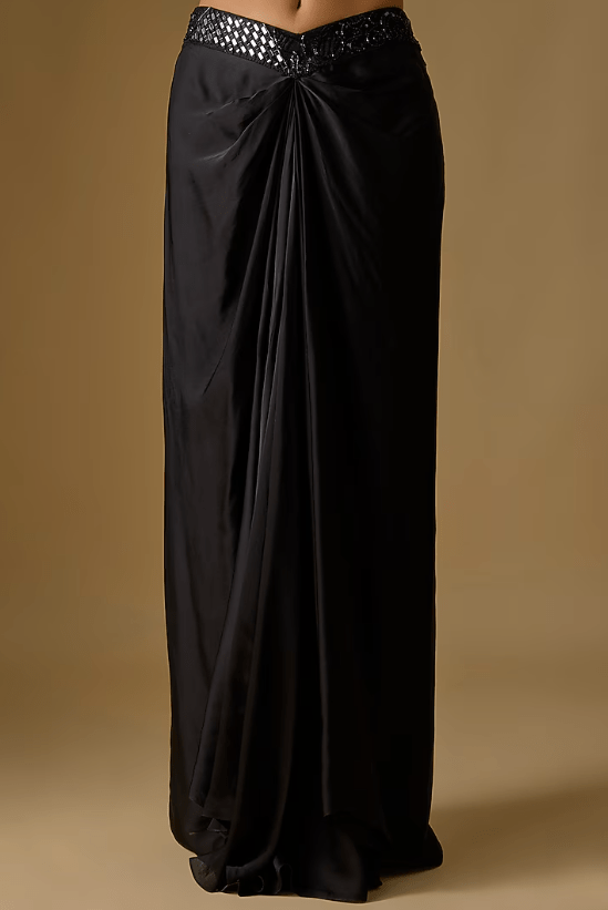 Black Tulle Hand & Machine Embroidered Jacket Set - Image 3