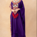 Purple embellished kaftan set
