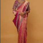Pink Banarasi Zardosi Embroidered Saree Set