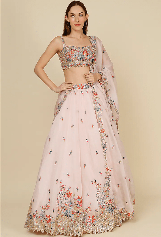 .Blush Pink Embroidered Lehenga Set