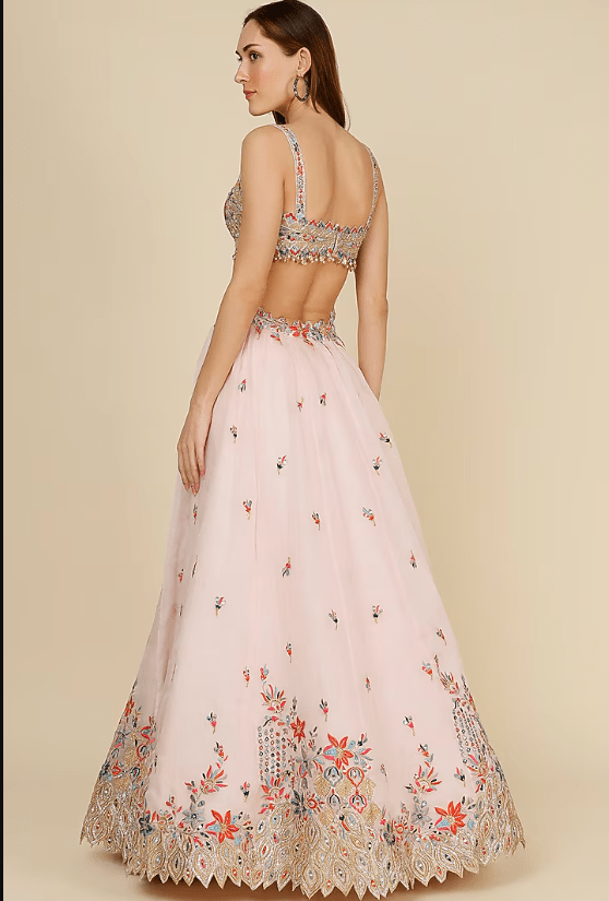 .Blush Pink Embroidered Lehenga Set - Image 2