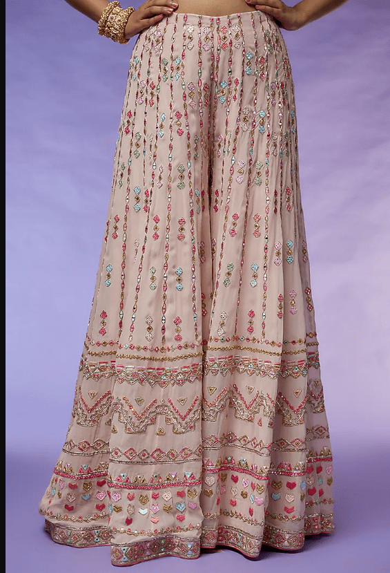 Powder Pink Georgette Embroidered Sharara Set - Image 3