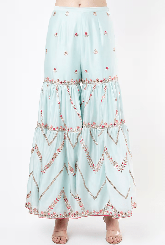 Ice Blue Chanderi Gharara Set - Image 3