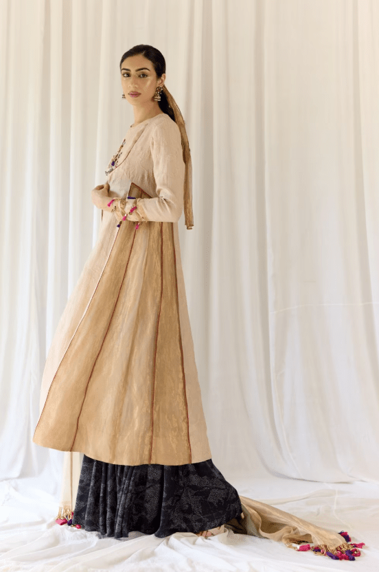 Gold & Black Sharara Set with Jacket - Image 4