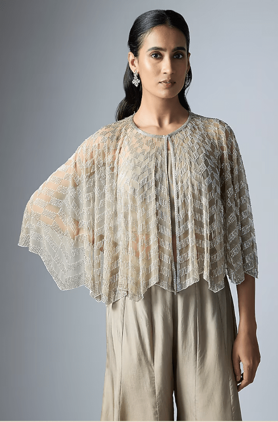 Grey Silk Satin Sharara Set - Image 4