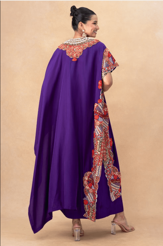 Purple embellished kaftan set - Image 5