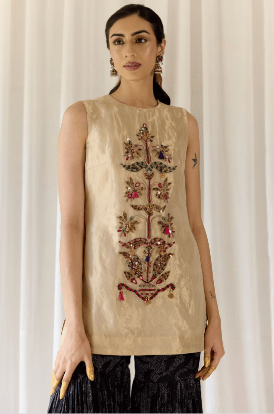 Gold & Black Sharara Set with Jacket - Image 5