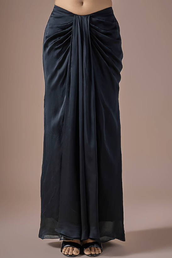 Black Tulle Mirror Embroidered Cape Set - Image 3