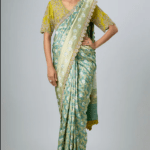 Mint Green Banarasi Zardosi Embroidered Saree Set