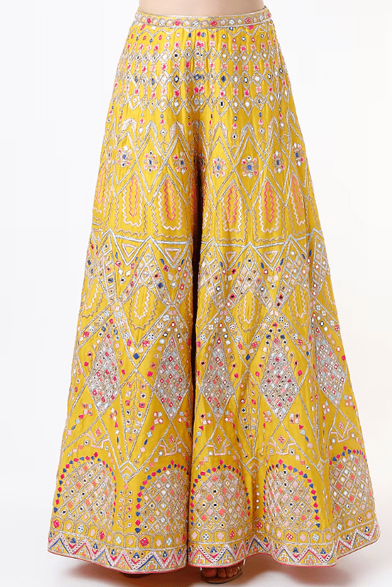 Bright Yellow Embroidered Sharara Set - Image 3