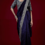 Purple Silk Zari Embroidered Saree Set