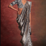 Black Banarasi Silk Zardosi Embroidered Saree Set
