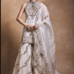 Ivory Organza & Raw Silk Zari Embroidered Gharara Set