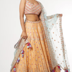 Orange Resham Embroidered Lehenga Set