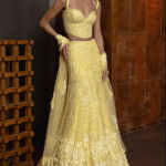 Butter Yellow Tulle Floral Embroidered Lehenga Set