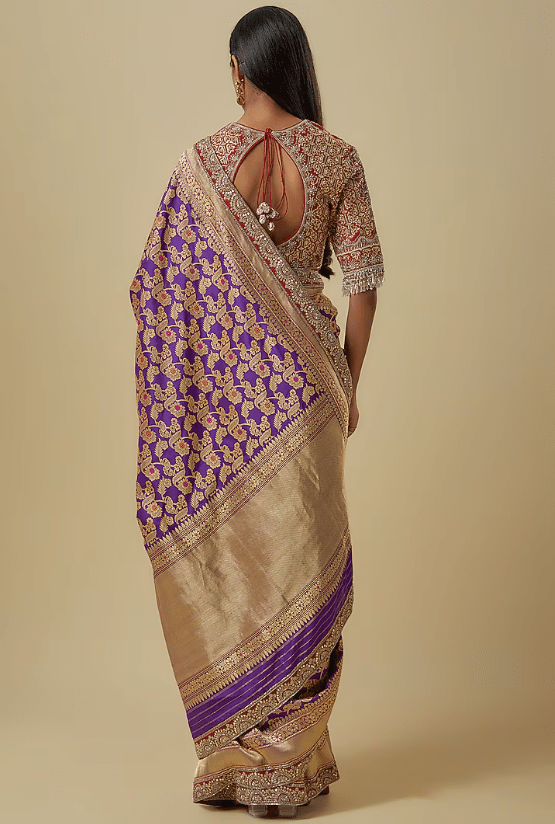 Purple Banarasi Saree Set - Image 2