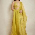 Yellow Satin Silk Embroidered Lehenga Set