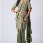 Mint Green Silk Zardosi Embroidered Saree Set