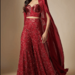 Red Muslin & Chanderi Hand Embroidered Sharara Set