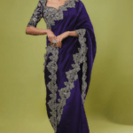 Purple Silk Embroidered Saree Set