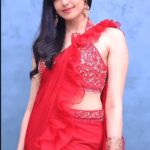 Red Chiffon Pre-Draped Saree Set