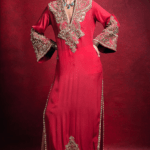 Fuchsia Pink Crepe Threadwork Kaftan