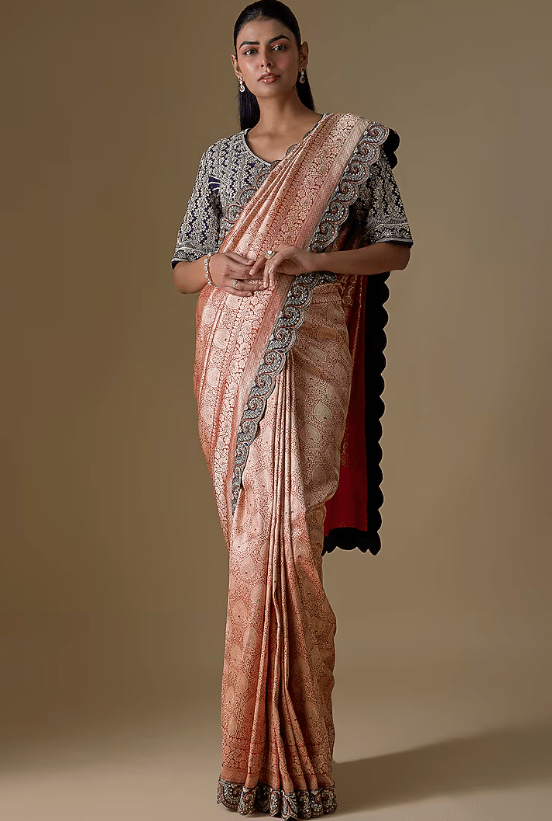 Red Banarasi Silk Zardosi Embroidered Saree Set