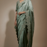 Mint Green Silk Zari Embroidered Saree Set