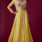 Yellow Georgette Embroidered Anarkali Set
