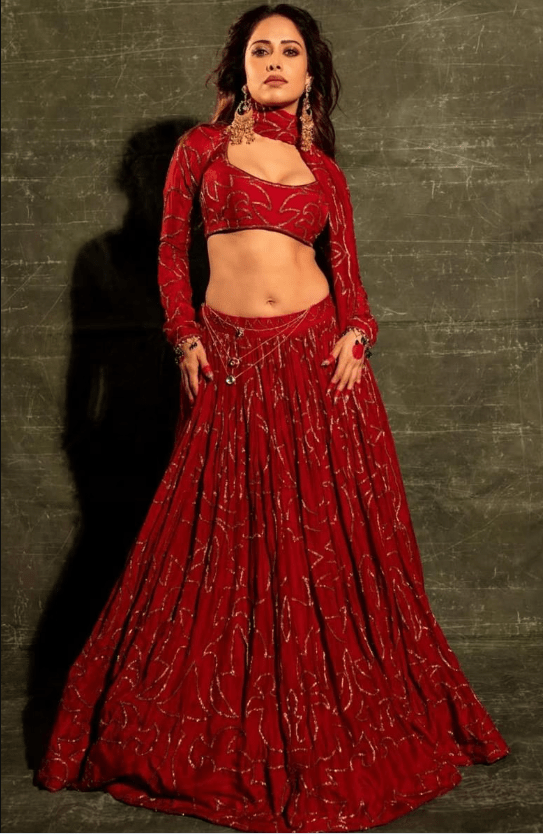Red Modal Silk Zardozi Jaal Lehenga Set