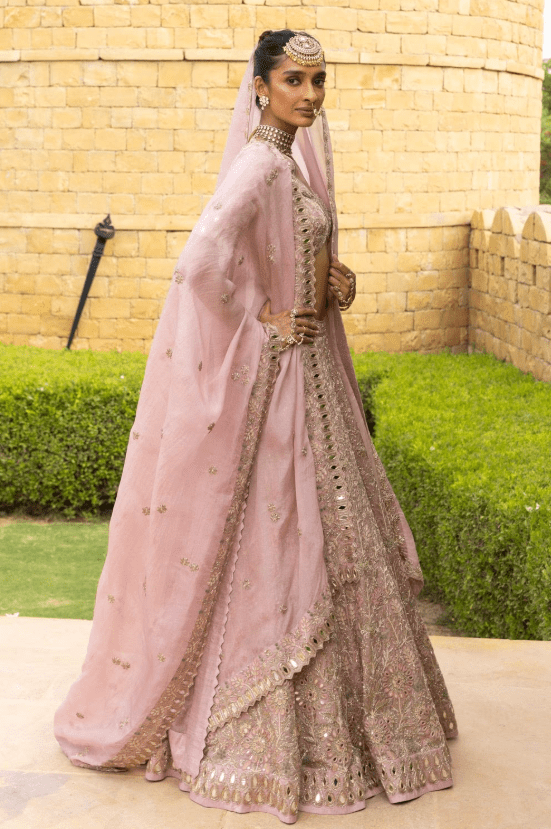 Baby orchid mirror & embroidered lehenga set - Image 2