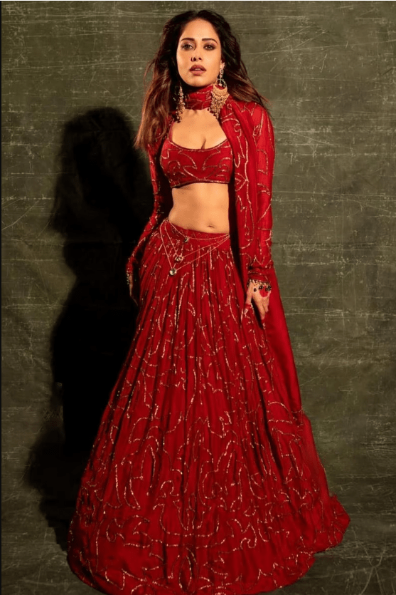 Red Modal Silk Zardozi Jaal Lehenga Set - Image 2
