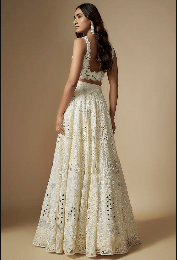 Ivory Tulle Hand Embroidered Lehenga Set - Image 2