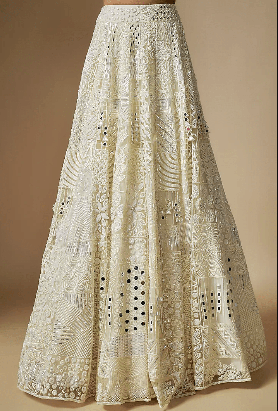 Ivory Tulle Hand Embroidered Lehenga Set - Image 3