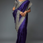 Purple Silk Embroidered Saree Set