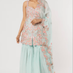Ice Blue Organza Gharara Set