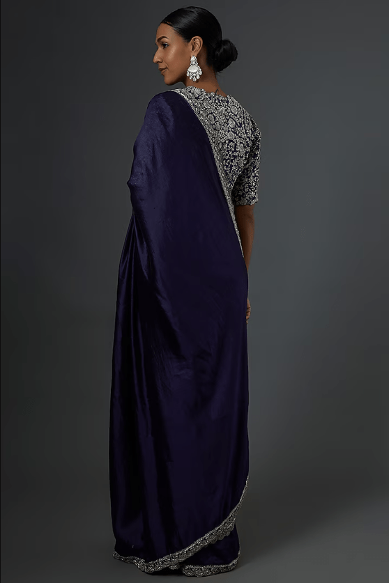 Purple Embroidered Saree Set - Image 2