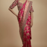 Pink Banarasi Silk Zari Embroidered Saree Set