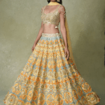Yellow & Blue Georgette MIrror Work Lehenga Set