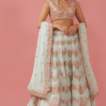 Blue Georgette Embroidered Lehenga Set