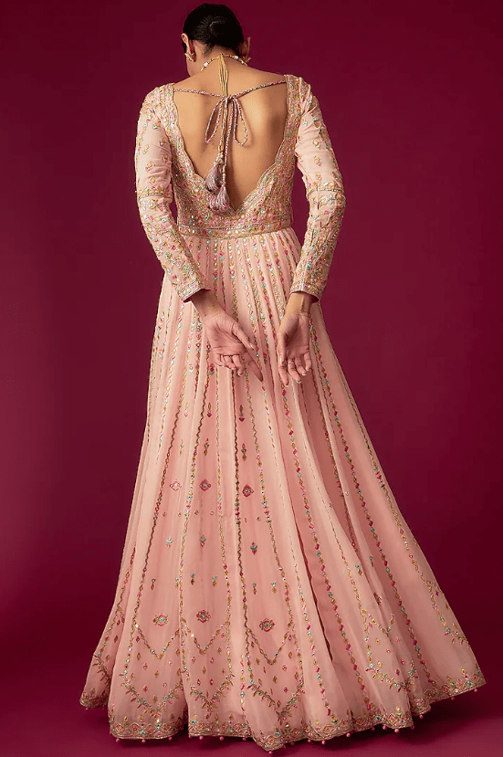 Pink Georgette Embroidered Anarkali Set - Image 2