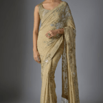 Mushroom Chiffon Sequins Embroidered Saree Set