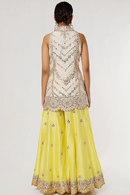 Yellow Embroidered Sharara Set - Image 2