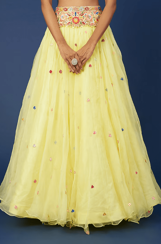 Yellow Embroidered Lehenga Set - Image 3