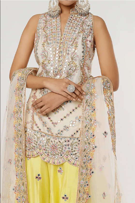 Yellow Embroidered Sharara Set - Image 4