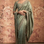 Mint Green Silk Zari Embroidered Saree Set