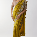 Mustard Silk Zari Embroidered Saree Set