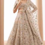 Ivory Net Mirror Embroidered Lehenga Set