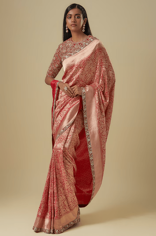 Red Banarasi Saree Set