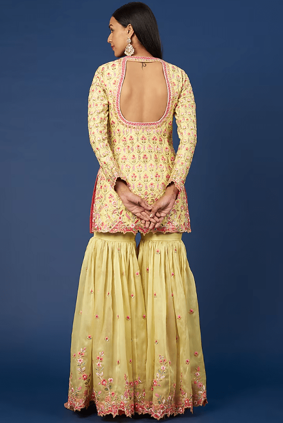 Yellow Embroidered Gharara Set - Image 2